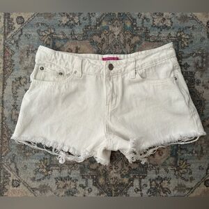 Edikted Women's White Frayed Hem Shorts